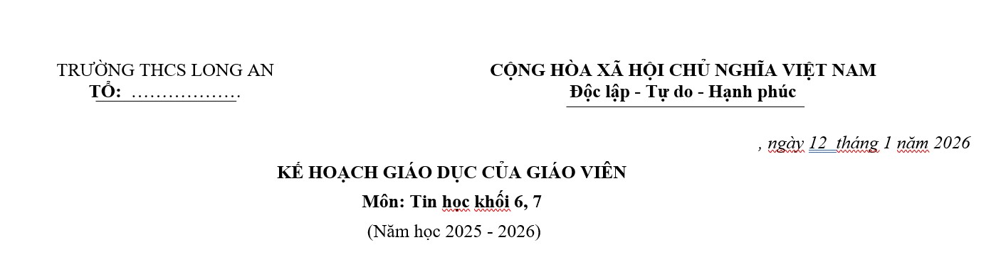 PHỤ LỤC 3- KẾ HOẠCH GIÁO DỤC MÔN TIN HỌC 6,7 CÁNH DIỀU